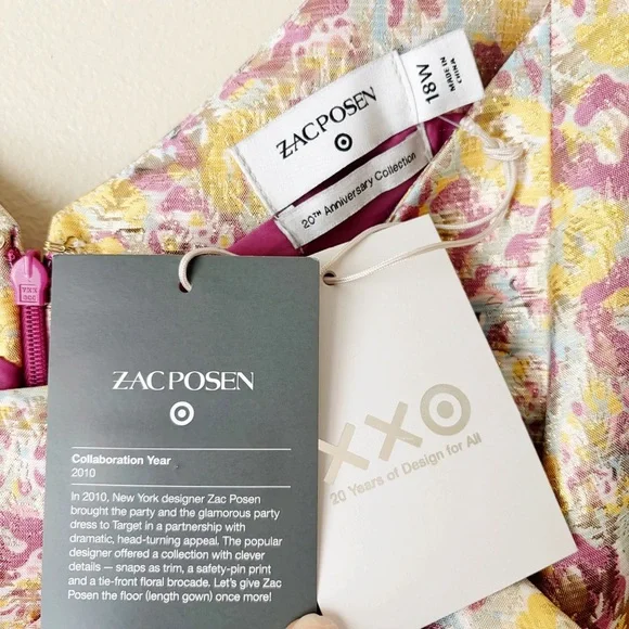 Zac Posen x Target | Floral Brocade Mini Tea Dress Oversized Bow Metallic 18W - Picture 10 of 11